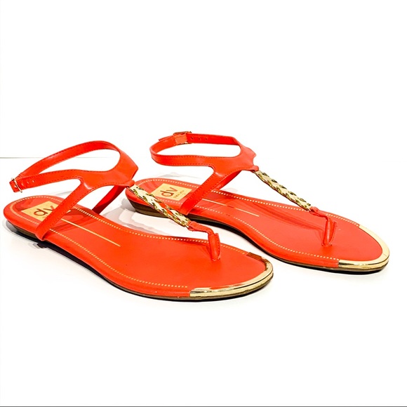 DOLCE VITA Orange and Gold Ankle Strap Sandal 7.5 - Picture 4 of 8